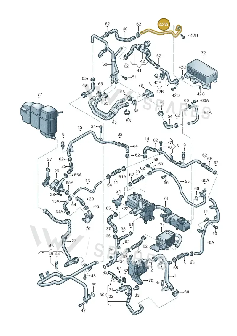 7P0121065AC — Volkswagen Touareg (2012-2014) diagram 693121560, position 42A