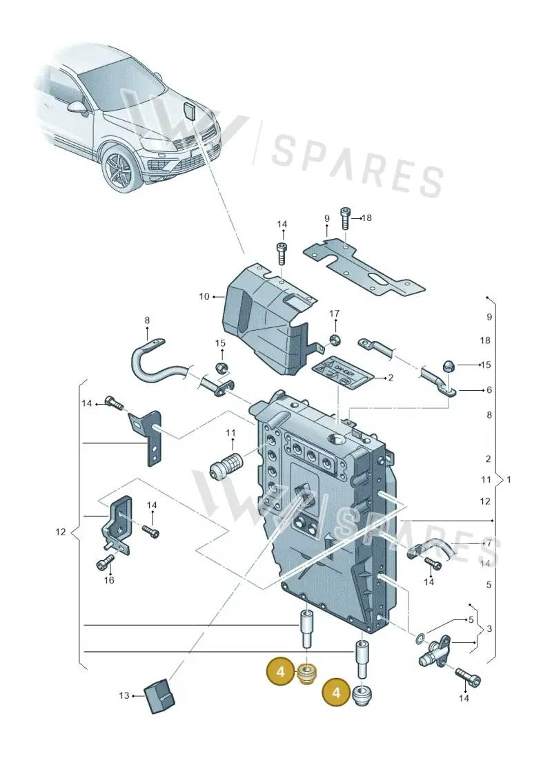 7P0129669 — Volkswagen Touareg BlueMotion (2014-2018) diagram 787901250, position 4