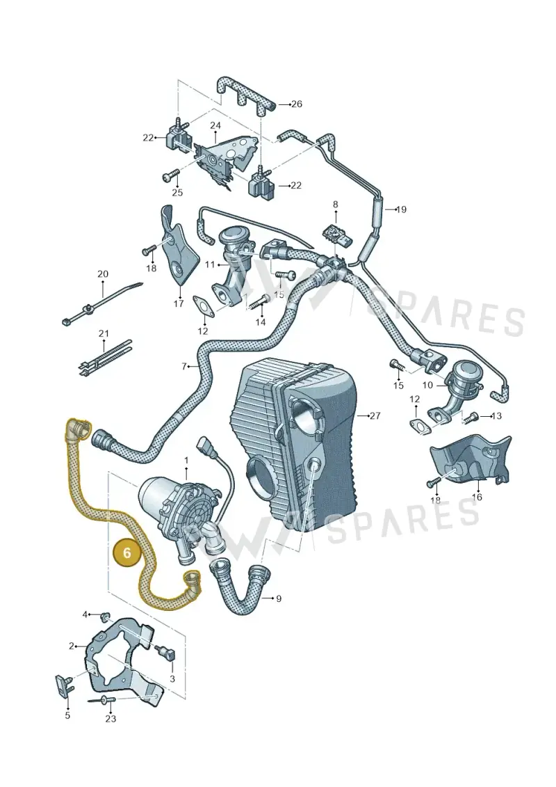7P0131206 — Volkswagen Touareg BlueMotion (2014-2018) diagram 693131000, position 6