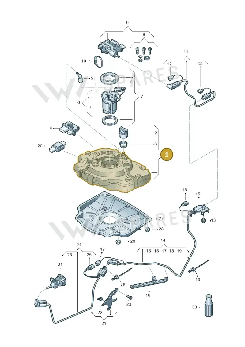 7P0131878 — Volkswagen Touareg BlueMotion (2014-2018) diagram 787253740, position 1