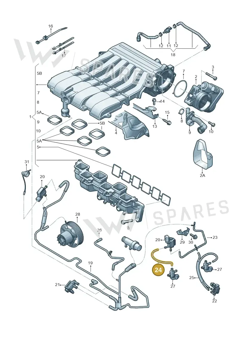 7P0133778A — Volkswagen Touareg BlueMotion (2014-2018) diagram 787133750, position 24
