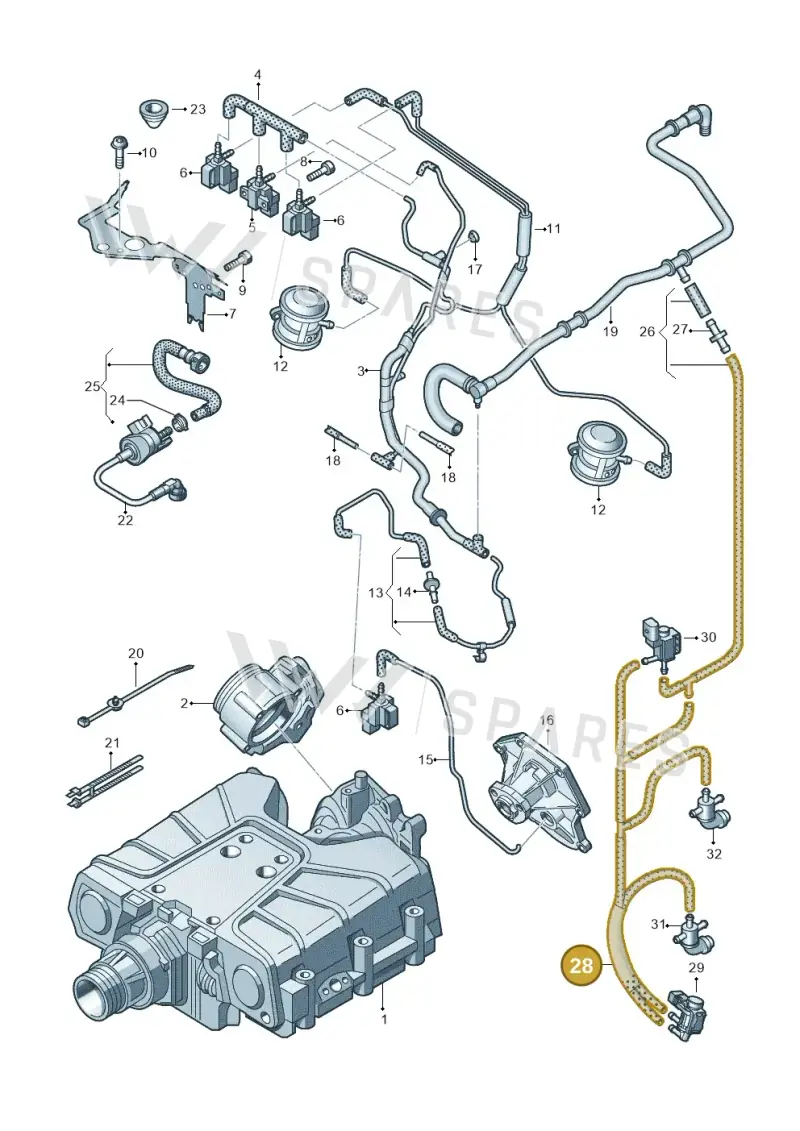 7P0133798A — Volkswagen Touareg BlueMotion (2014-2018) diagram 693133400, position 28
