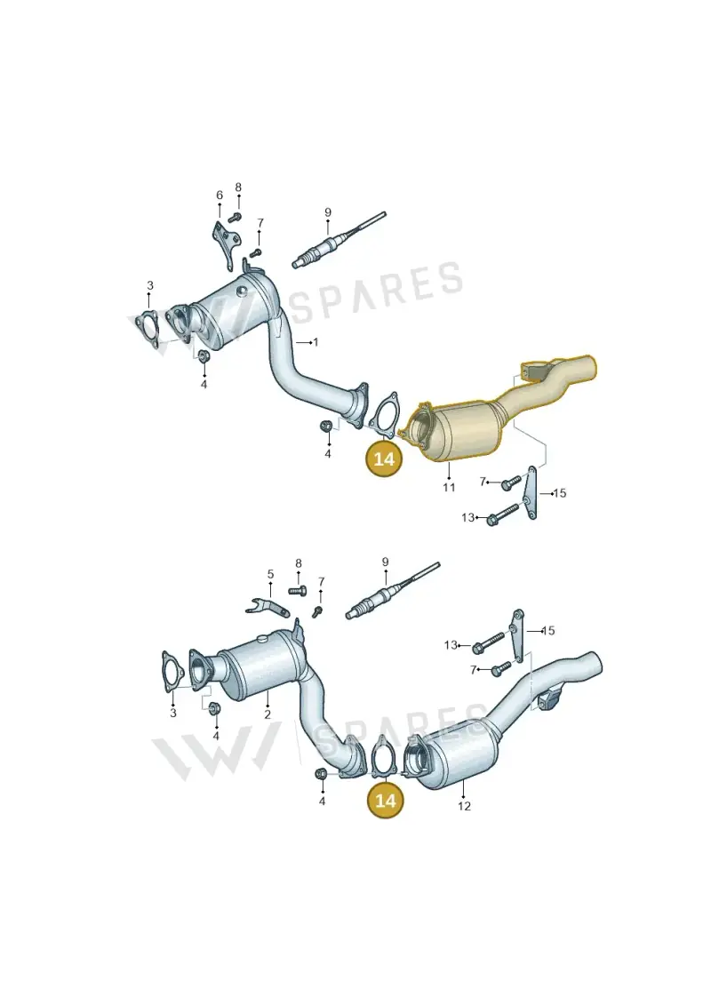 7P0253115 — Volkswagen Touareg BlueMotion (2014-2018) diagram 693253500, position 14