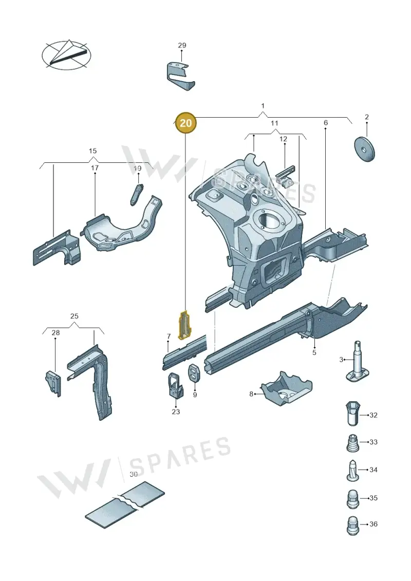 7P0805669 — Volkswagen Touareg BlueMotion (2014-2018) diagram 787803100, position 20