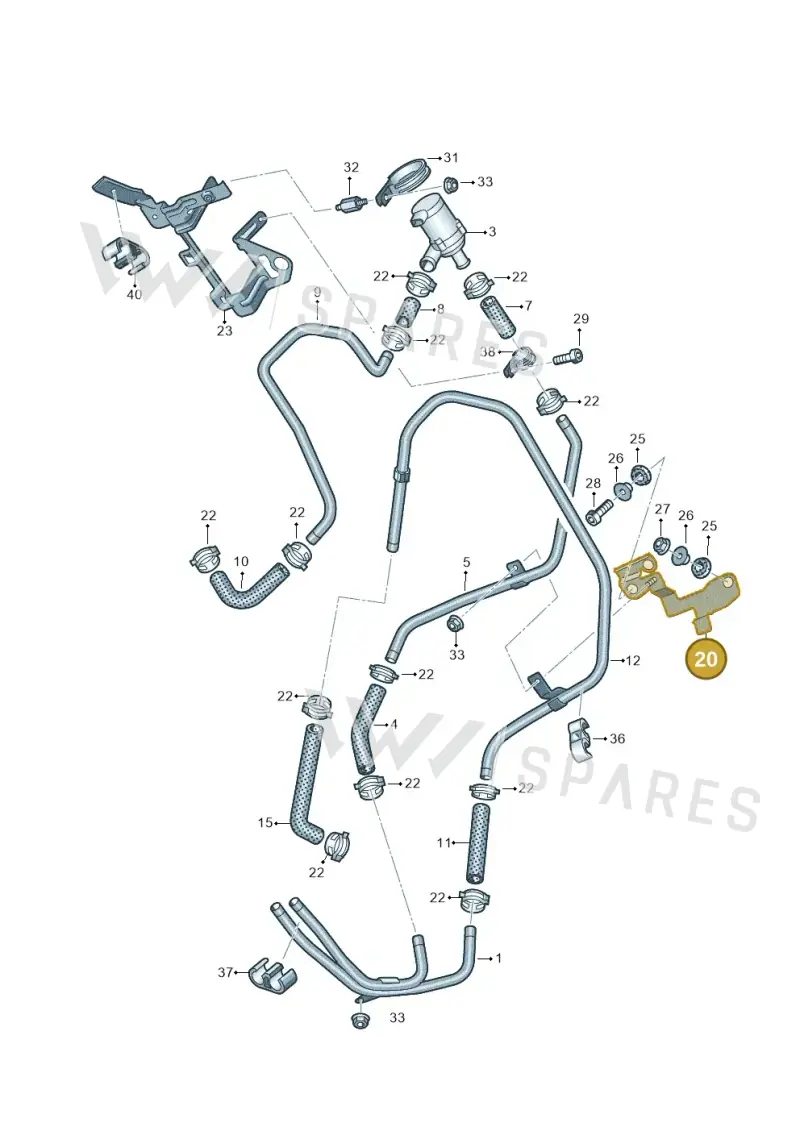 7P0815950A — Volkswagen Touareg BlueMotion (2014-2018) diagram 787819150, position 20