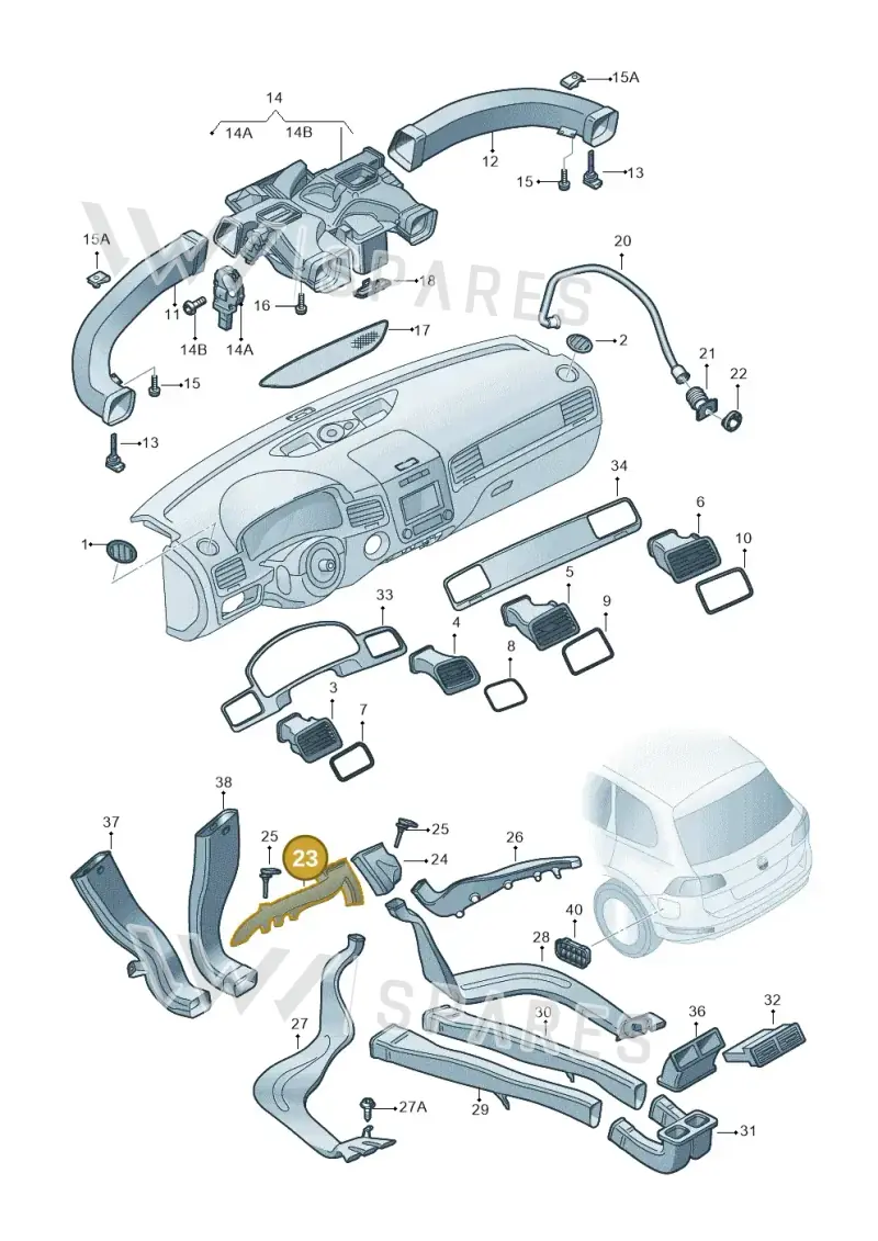 7P0819167 — Volkswagen Touareg BlueMotion (2014-2018) diagram 693820130, position 23