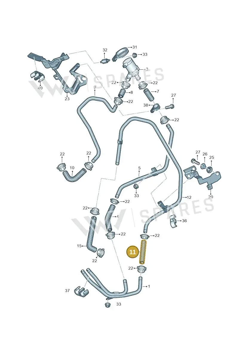 7P0819308 — Volkswagen Touareg (2012-2014) diagram 693819140, position 11