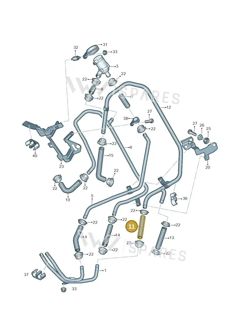 7P0819308 — Volkswagen Touareg (2012-2014) diagram 693819150, position 11