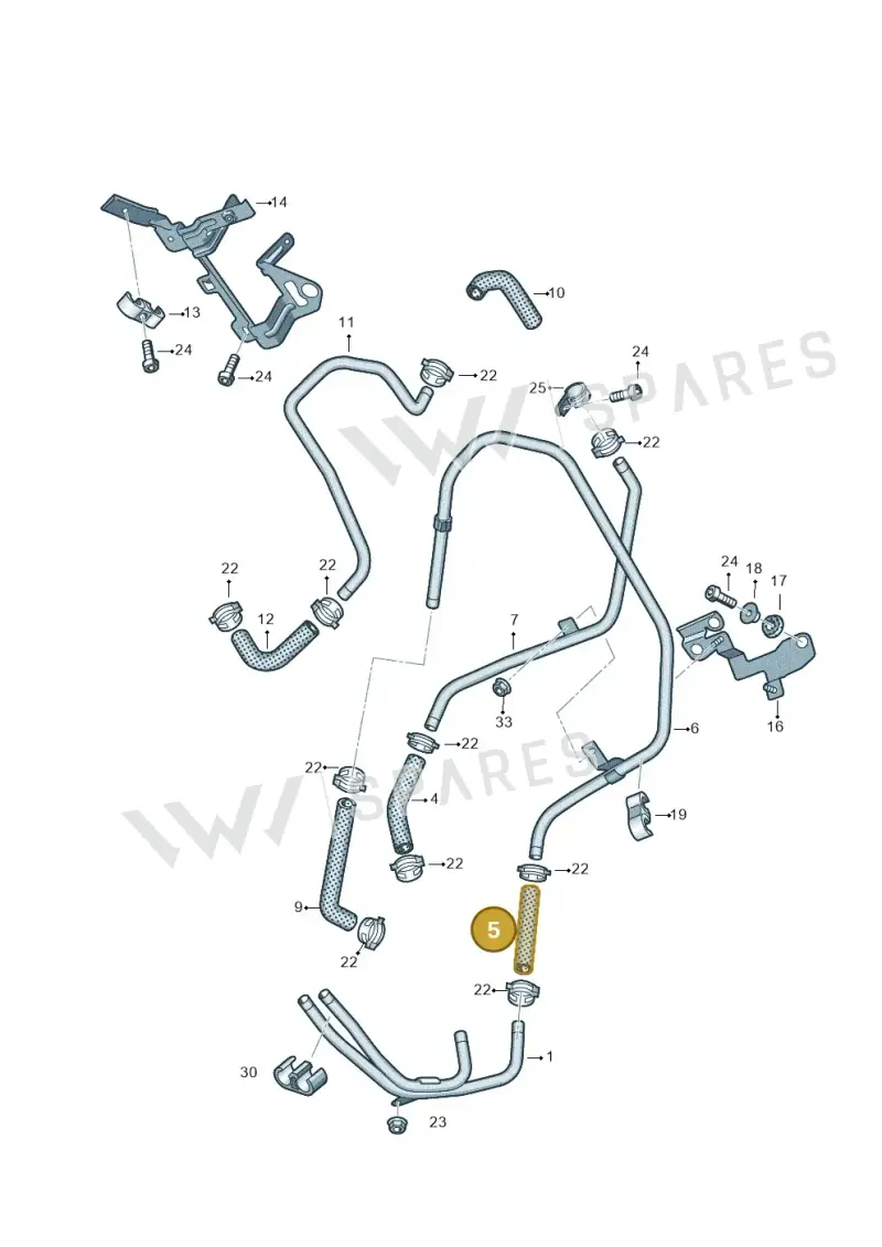 7P0819308 — Volkswagen Touareg (2012-2014) diagram 693819230, position 5