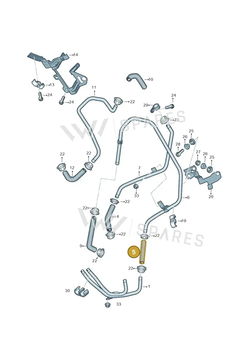 7P0819308 — Volkswagen Touareg BlueMotion (2014-2018) diagram 787819230, position 5