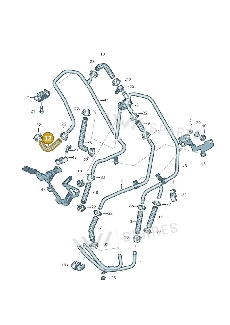 7P0819320B — Volkswagen Touareg (2012-2014) diagram 693819190, position 12