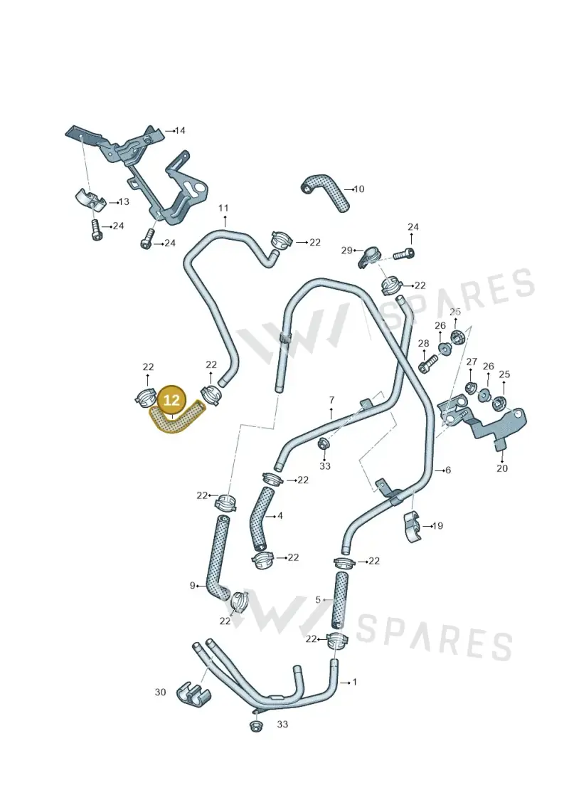 7P0819320B — Volkswagen Touareg BlueMotion (2014-2018) diagram 787819230, position 12