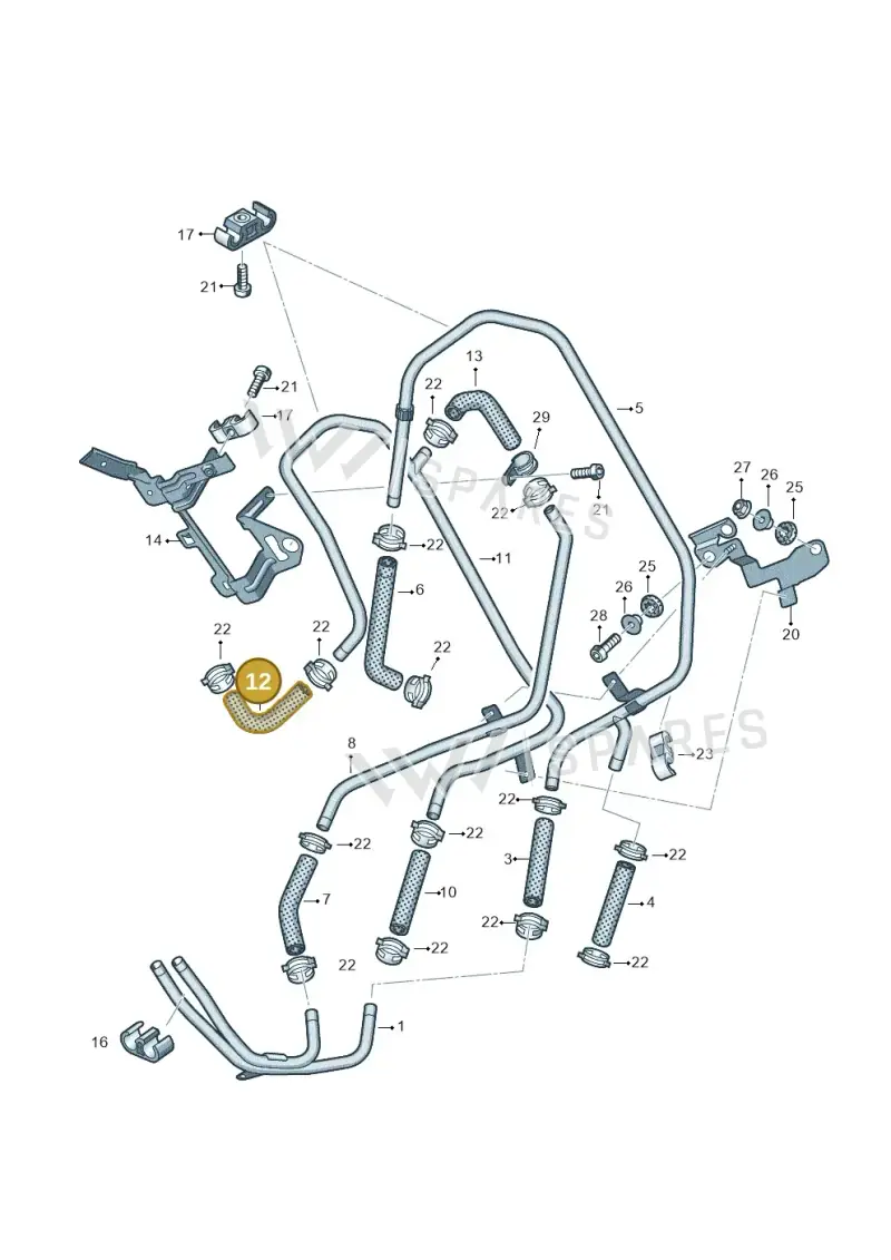 7P0819320B — Volkswagen Touareg BlueMotion (2014-2018) diagram 787819250, position 12