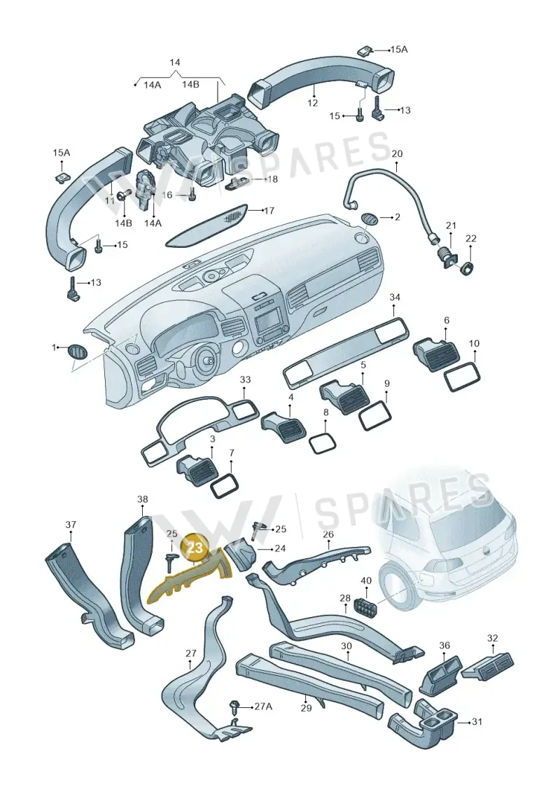 7P0819623 — Volkswagen Touareg BlueMotion (2014-2018) diagram 693820130, position 23
