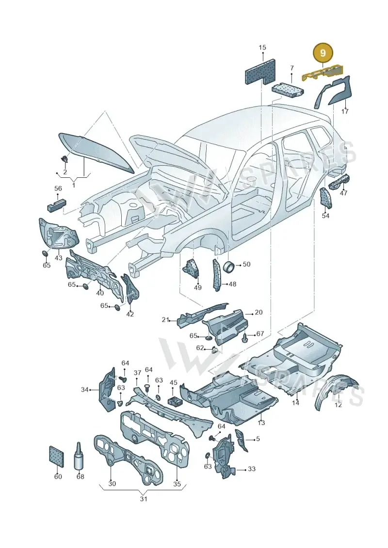 7P0863802 — Volkswagen Touareg BlueMotion (2014-2018) diagram 787863200, position 9