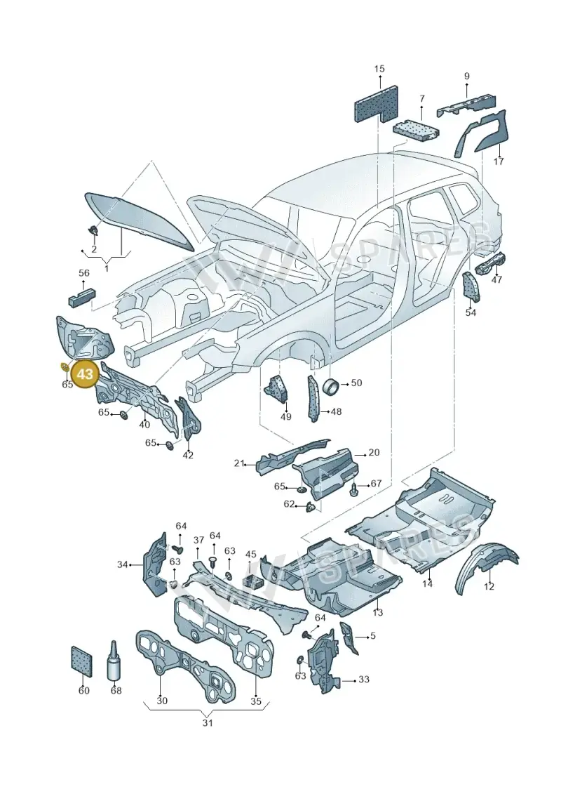 7P0863994B — Volkswagen Touareg BlueMotion (2014-2018) diagram 787863200, position 43