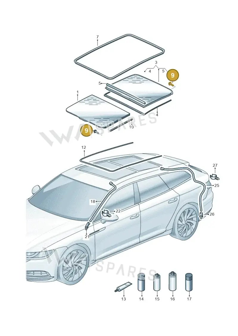 7P0898955 — Volkswagen Arteon (2017-2023) diagram 828877010, position 9