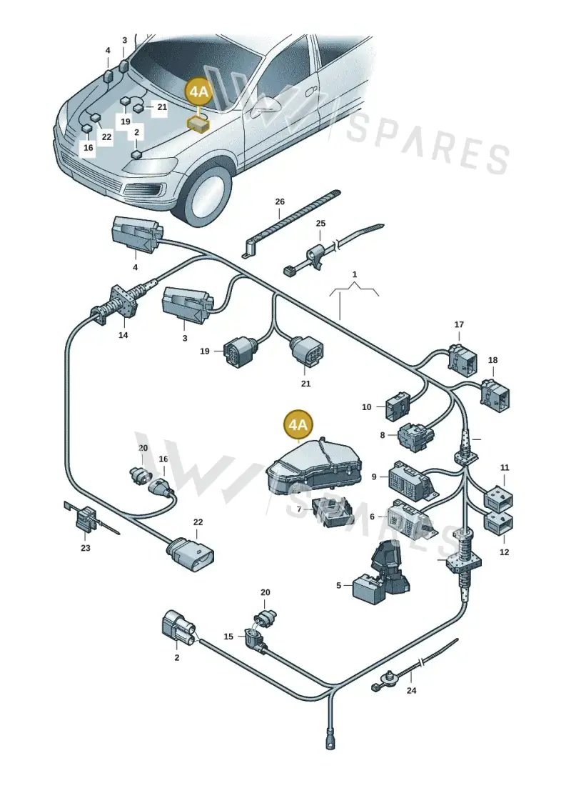 7P0907295 — Volkswagen Touareg BlueMotion (2014-2018) diagram 693971240, position 4A
