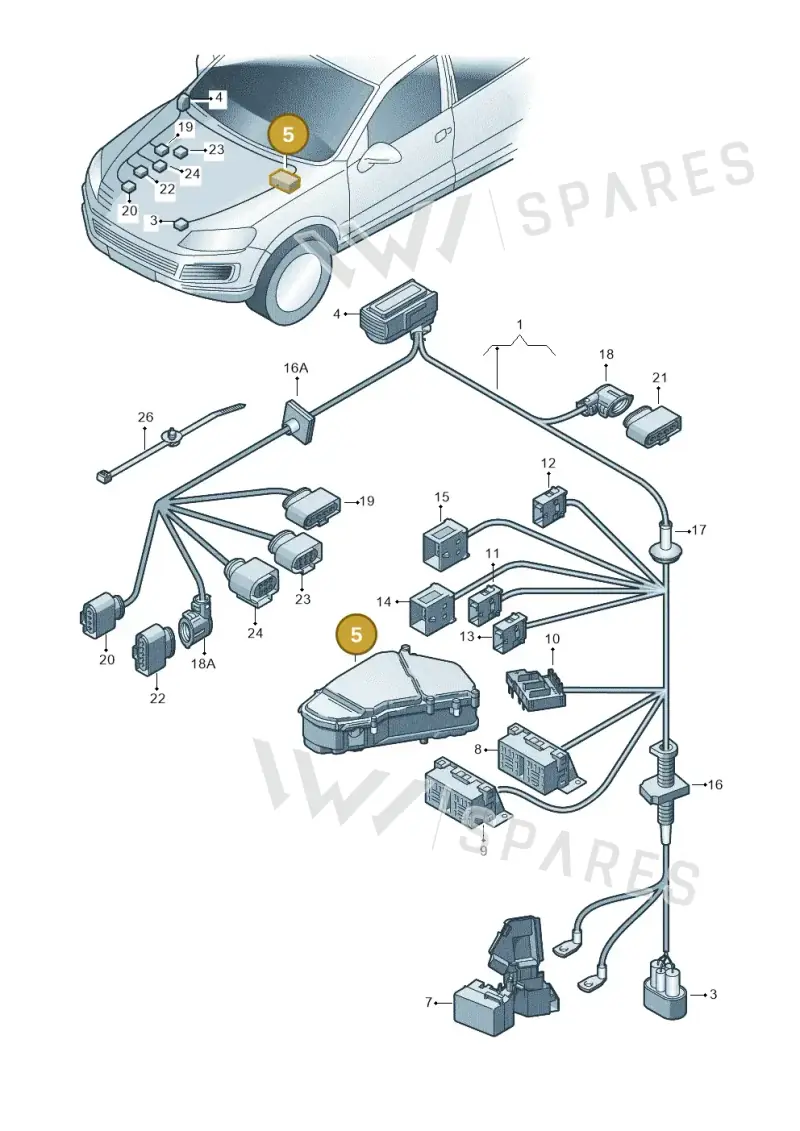 7P0907295A — Volkswagen Touareg (2014-2018) diagram 693971180, position 5