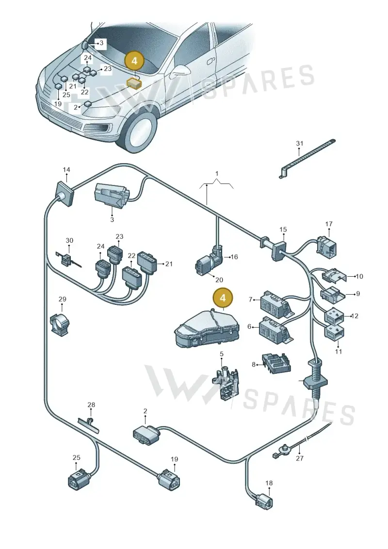 7P0907295A — Volkswagen Touareg (2014-2018) diagram 693971200, position 4