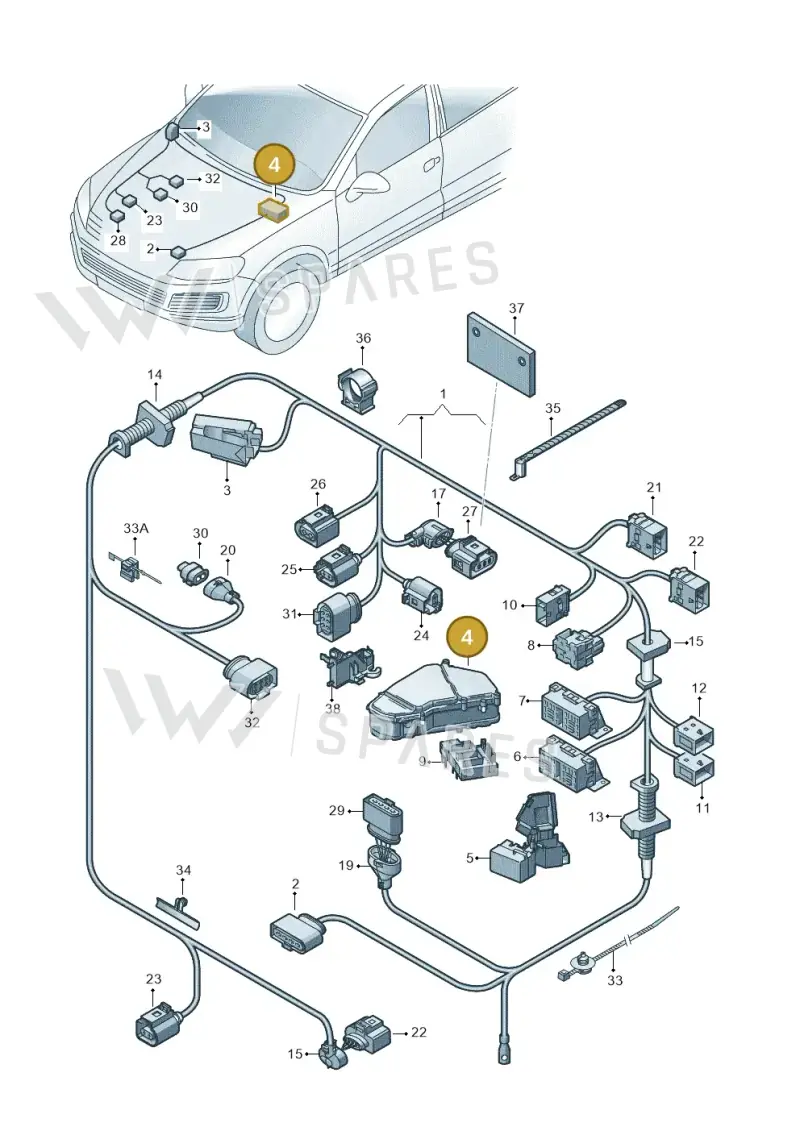 7P0907295A — Volkswagen Touareg (2014-2018) diagram 693971220, position 4