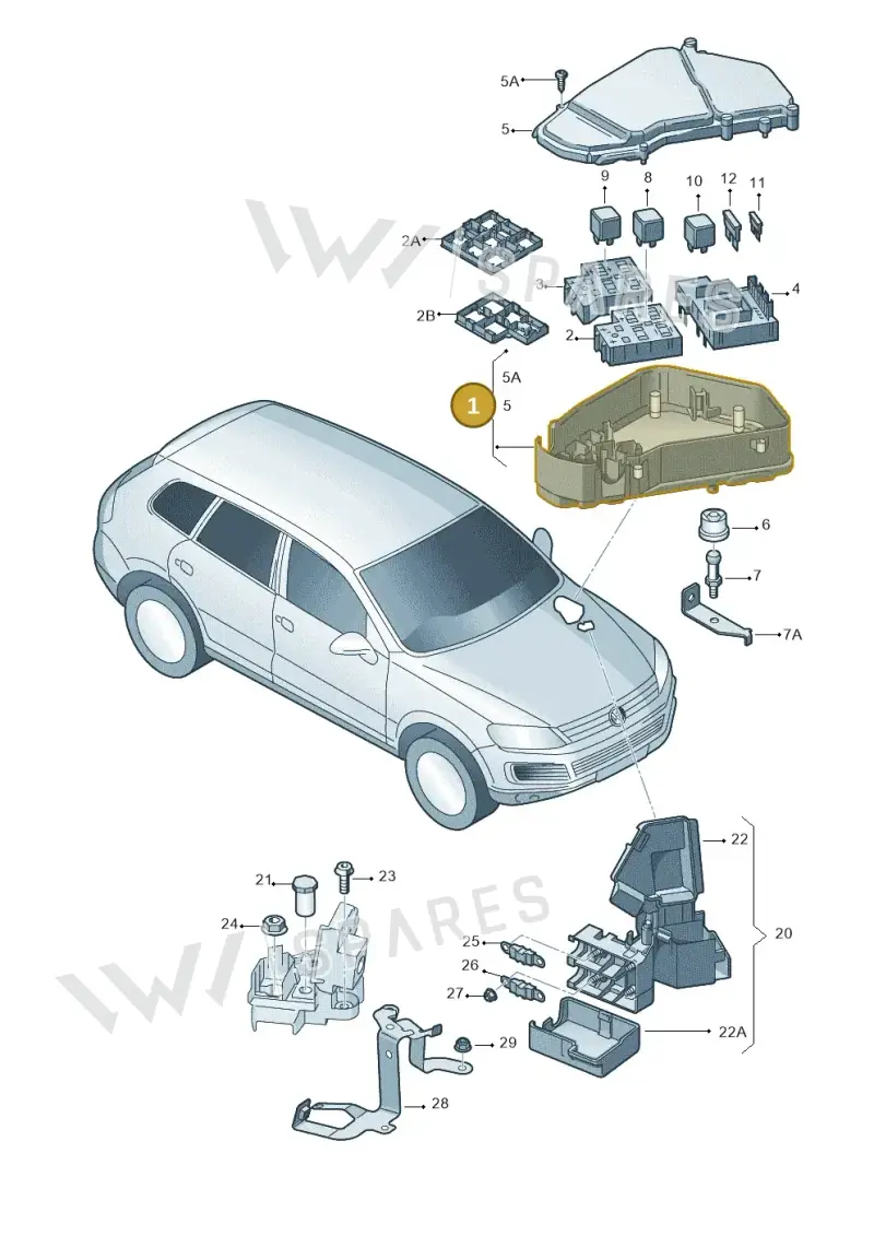 7P0907295A — Volkswagen Touareg (2014-2018) diagram 748937100, position 1