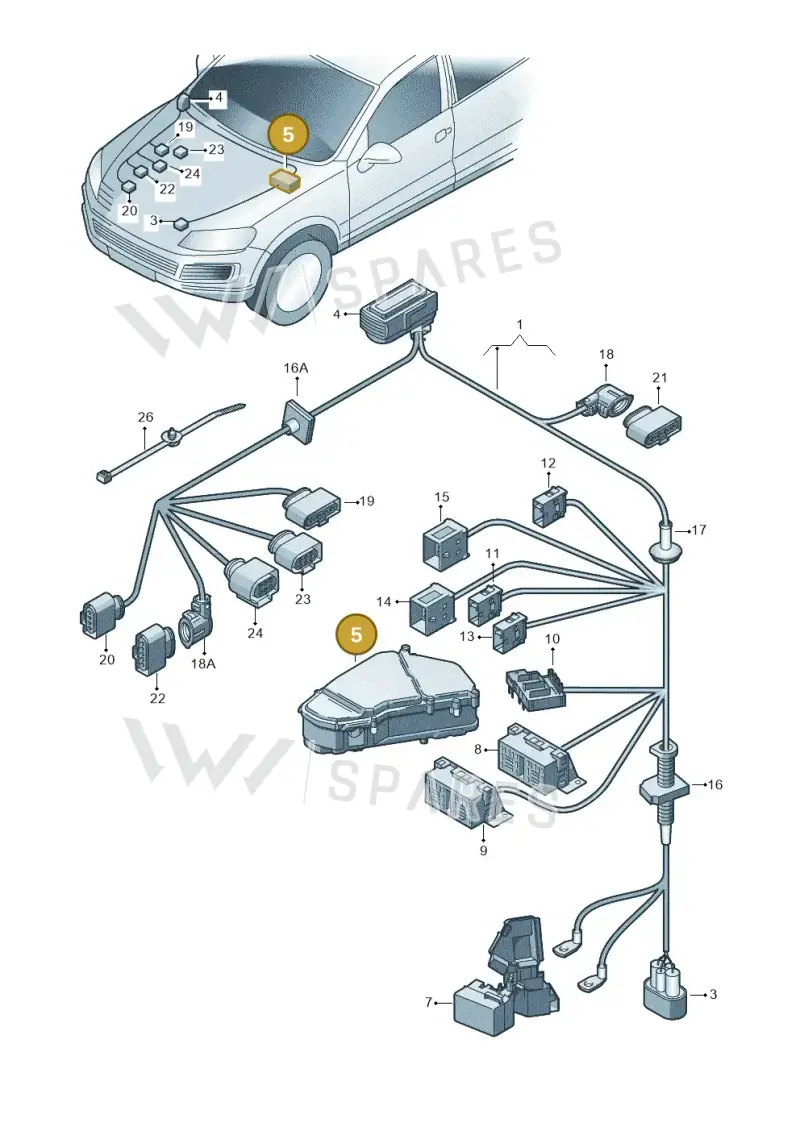 7P0907295B — Volkswagen Touareg BlueMotion (2014-2018) diagram 693971180, position 5