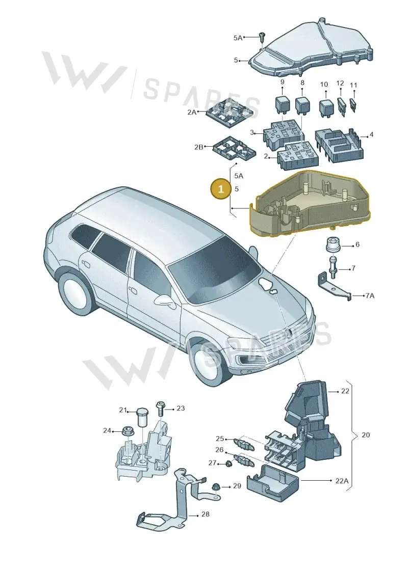 7P0907295B — Volkswagen Touareg BlueMotion (2014-2018) diagram 748937100, position 1