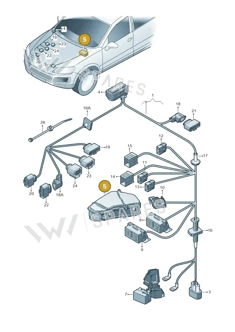 7P0907295C — Volkswagen Touareg BlueMotion (2014-2018) diagram 693971180, position 5