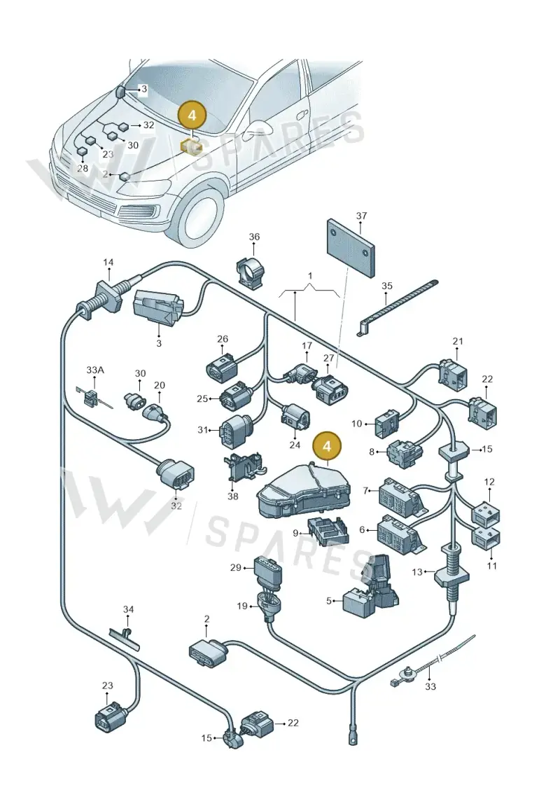 7P0907295C — Volkswagen Touareg BlueMotion (2014-2018) diagram 693971220, position 4