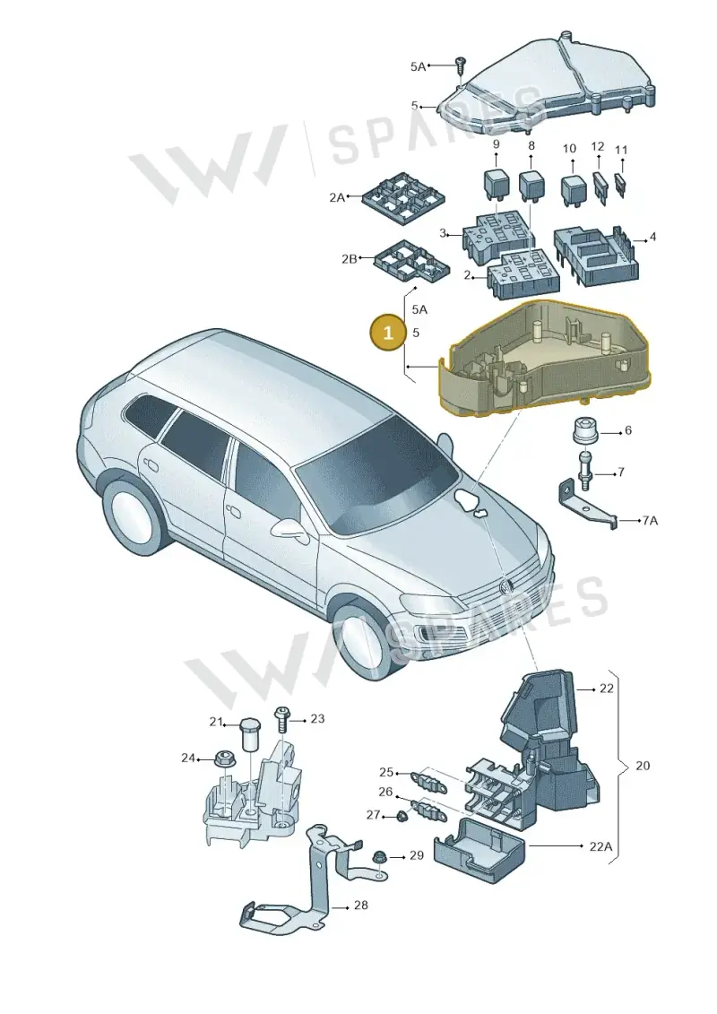 7P0907295 — Volkswagen Touareg BlueMotion (2014-2018) diagram 748937100, position 1