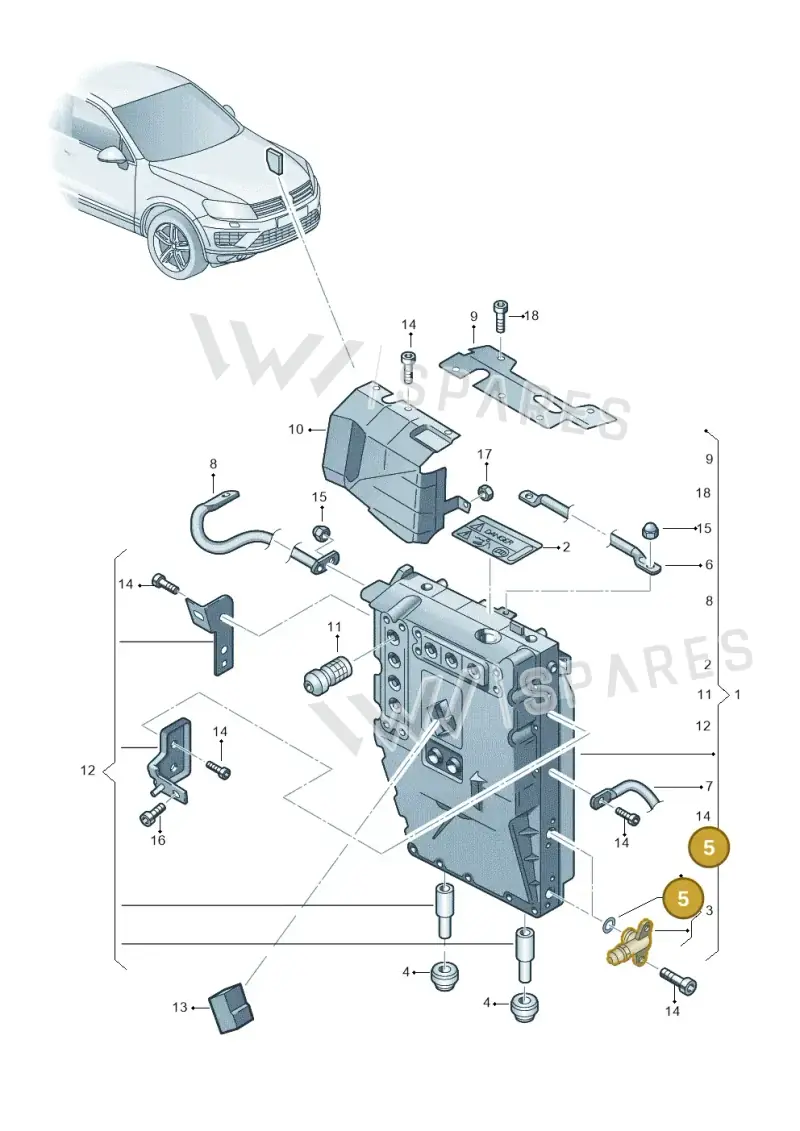 7P0907447A — Volkswagen Touareg BlueMotion (2014-2018) diagram 787901250, position 5