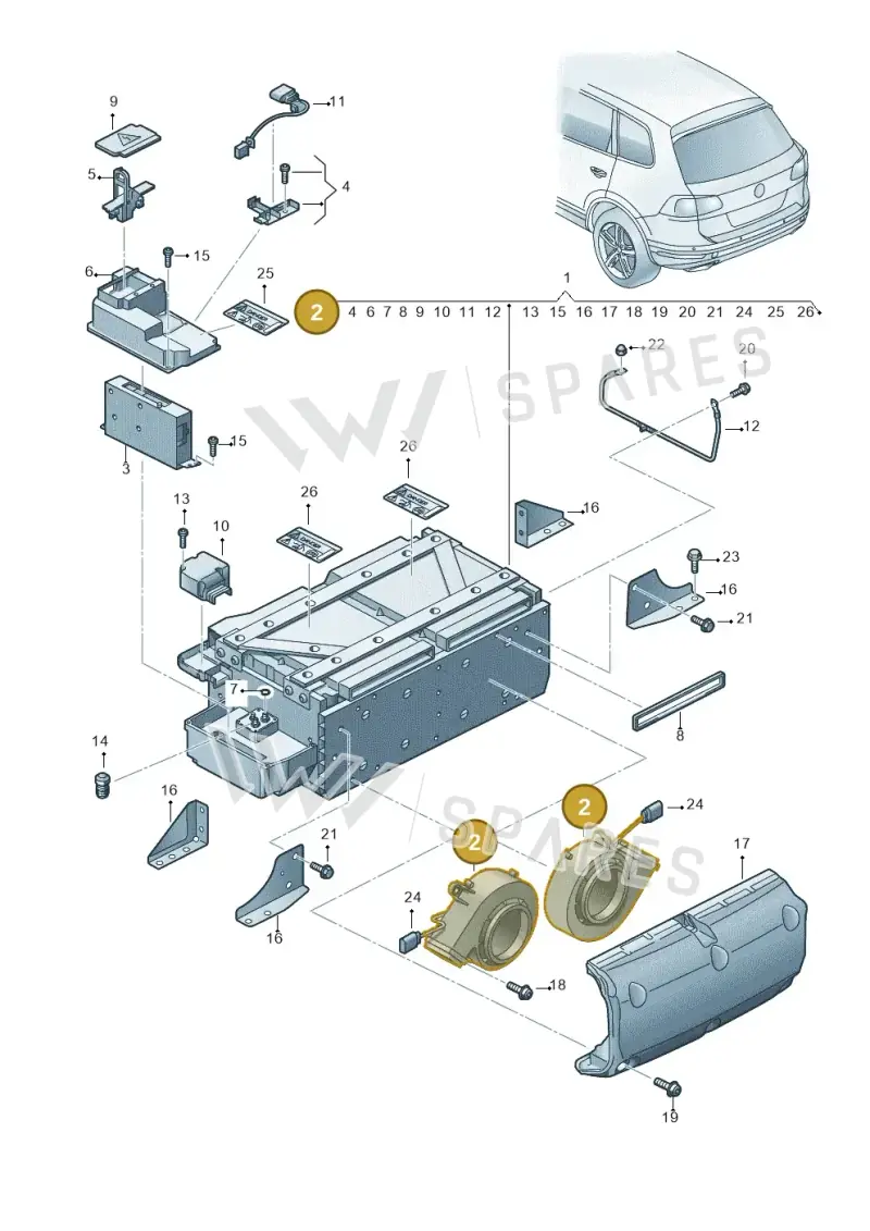 7P0907463 — Volkswagen Touareg BlueMotion (2014-2018) diagram 787901500, position 2