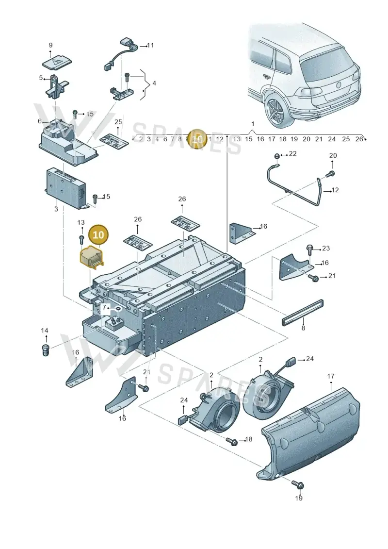 7P0915443 — Volkswagen Touareg (2014-2018) diagram 787901500, position 10