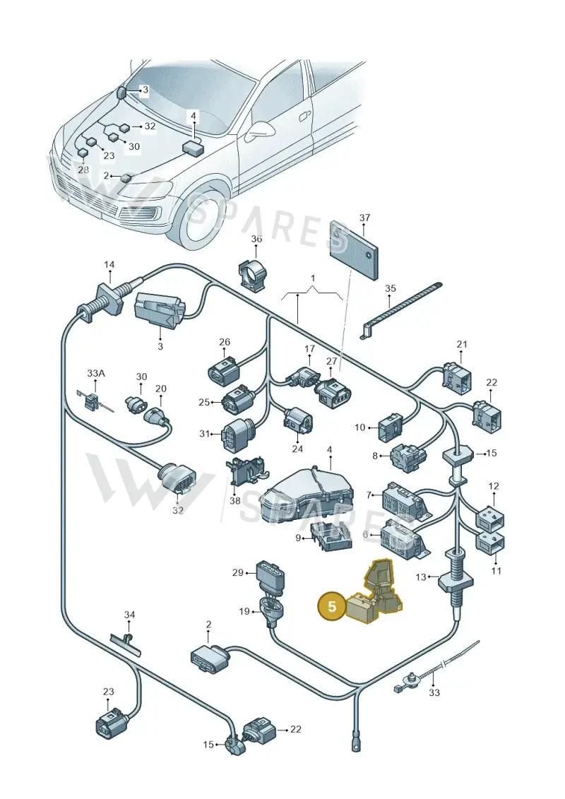 7P0937401 — Volkswagen Touareg BlueMotion (2014-2018) diagram 693971220, position 5