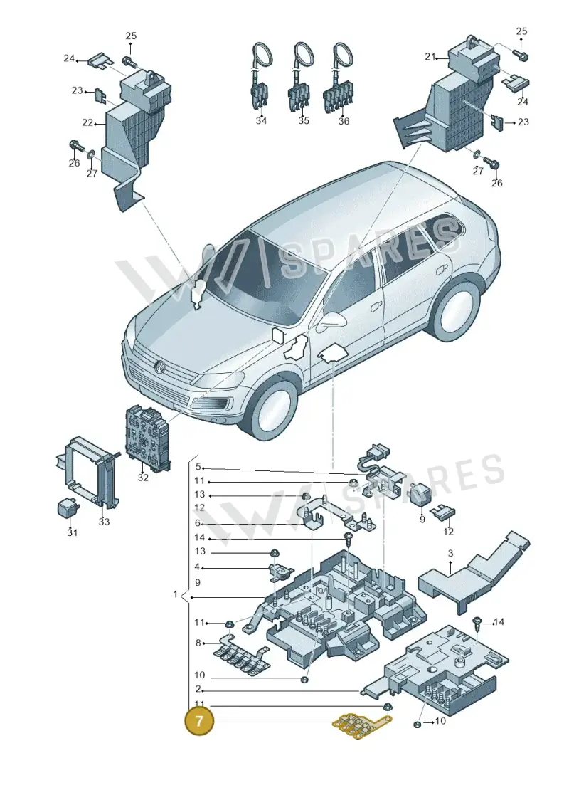 7P0937629 — Volkswagen Touareg BlueMotion (2014-2018) diagram 748937200, position 7