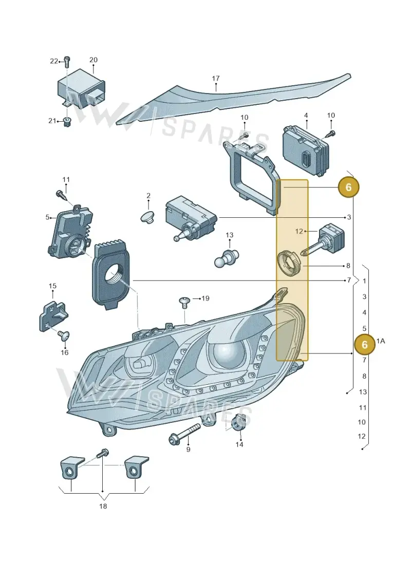 7P0941607A — Volkswagen Touareg (2010-2012) diagram 693941200, position 6