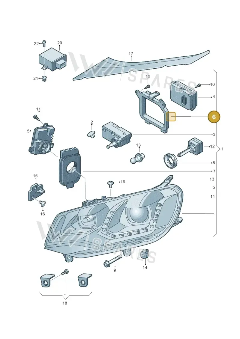 7P0941607A — Volkswagen Touareg (2012-2014) diagram 693941210, position 6