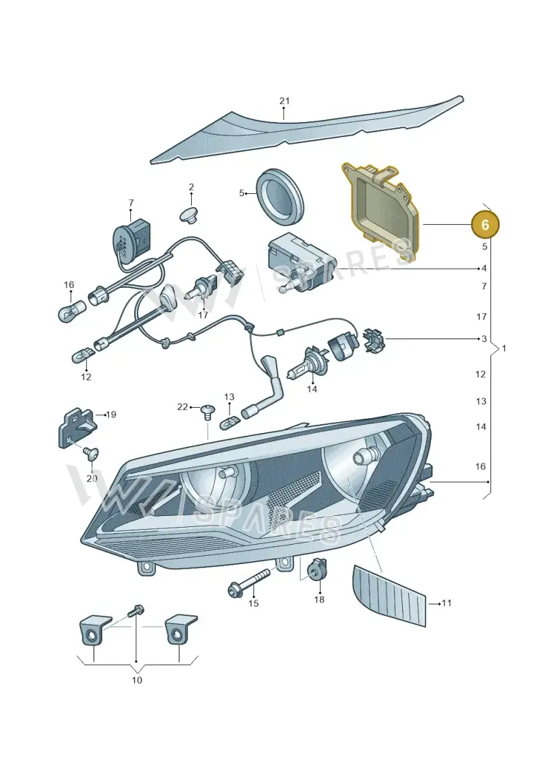 7P0941607 — Volkswagen Touareg (2012-2014) diagram 693941000, position 6