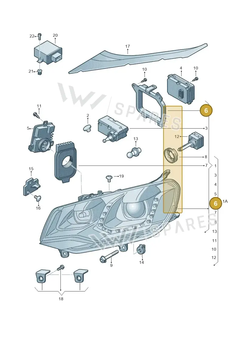 7P0941608A — Volkswagen Touareg (2010-2012) diagram 693941200, position 6