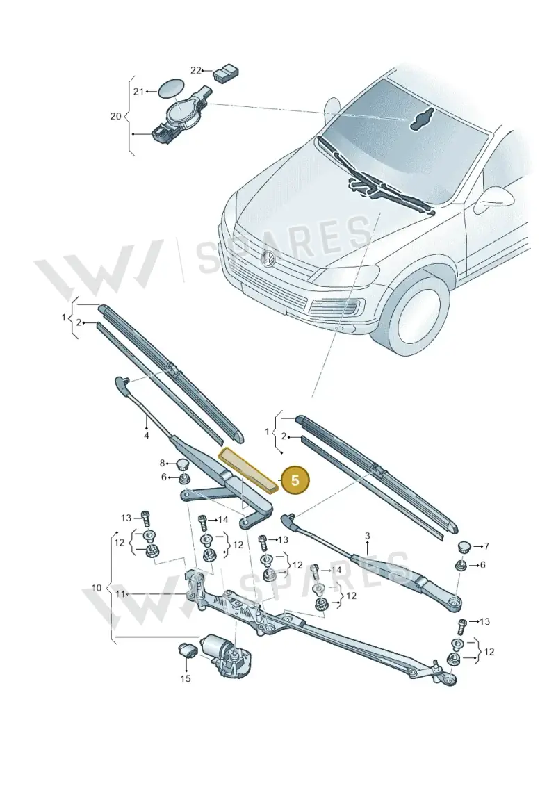 7P0955205A — Volkswagen Touareg (2012-2014) diagram 693955000, position 5