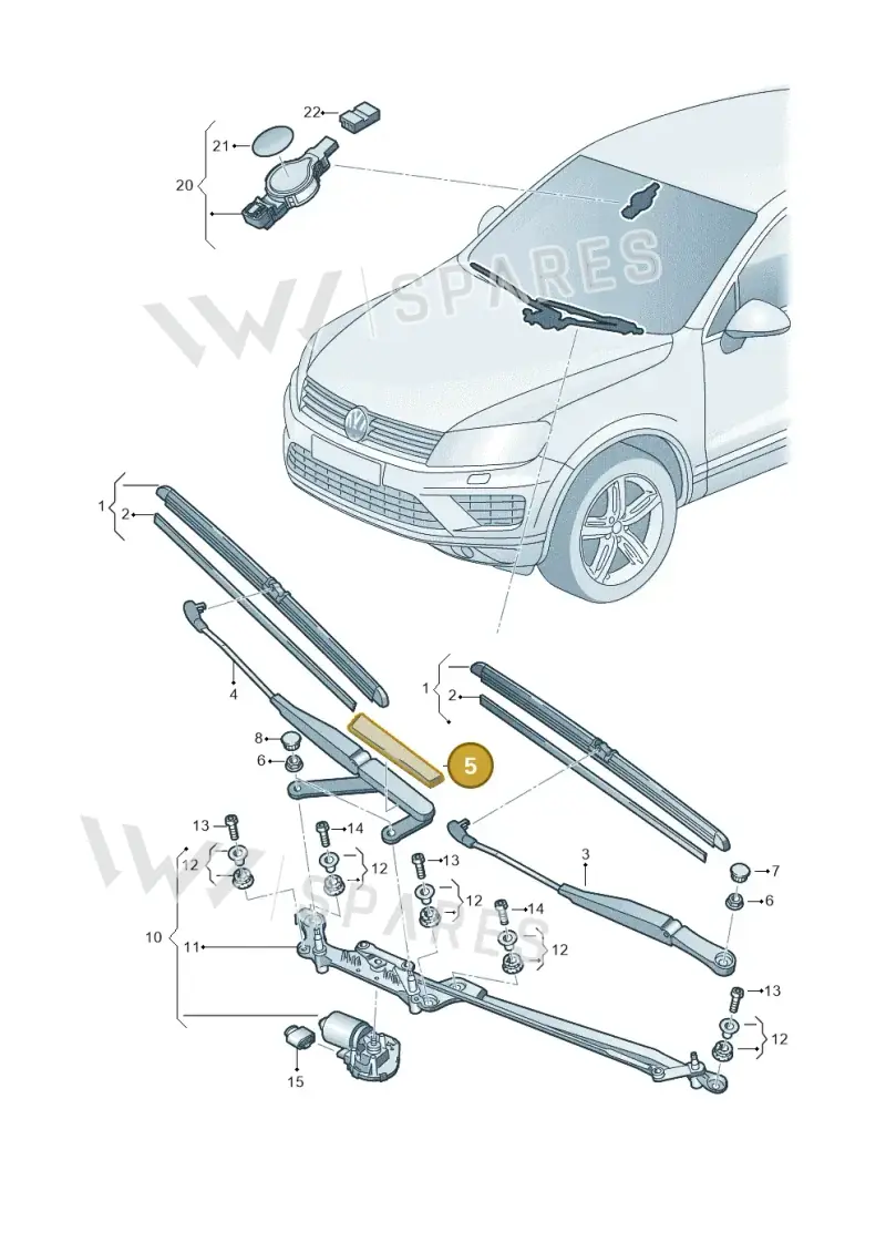 7P0955205A — Volkswagen Touareg BlueMotion (2014-2018) diagram 787955000, position 5