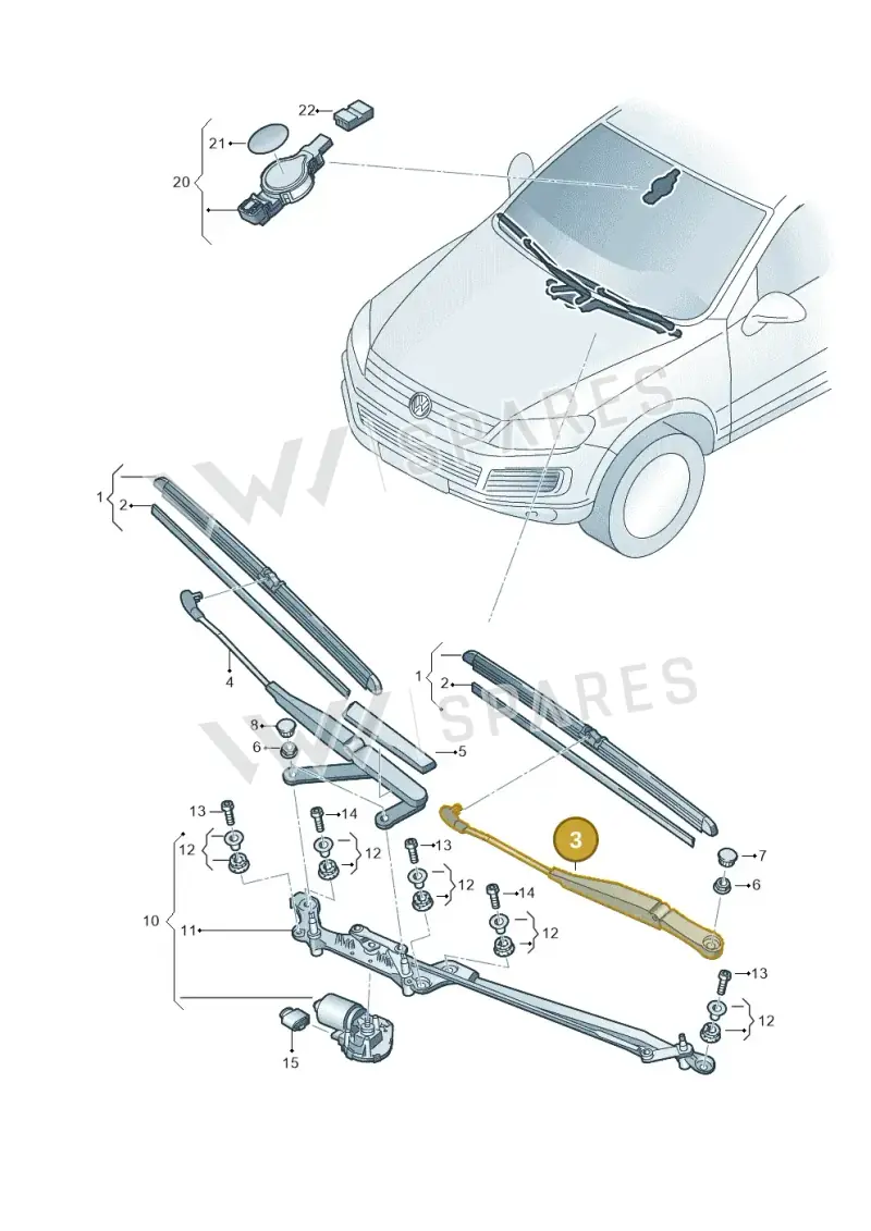 7P0955409B — Volkswagen Touareg (2012-2014) diagram 693955000, position 3