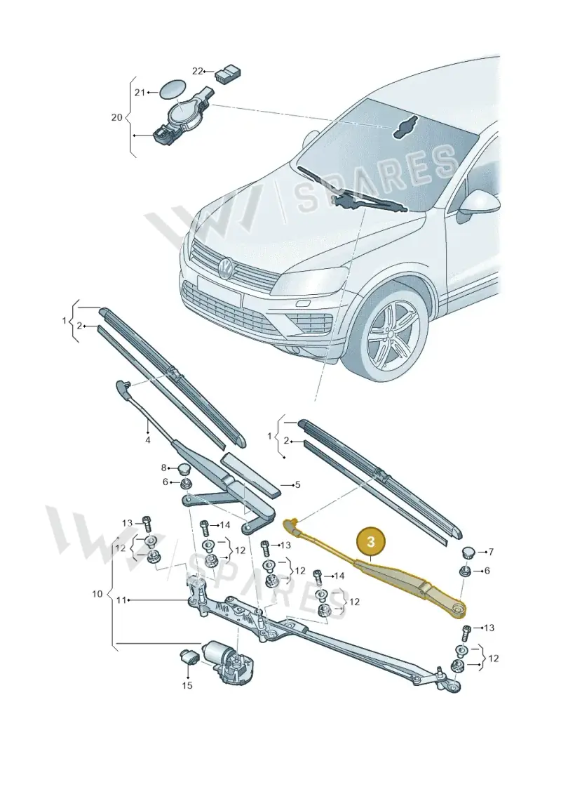 7P0955409B — Volkswagen Touareg BlueMotion (2014-2018) diagram 787955000, position 3