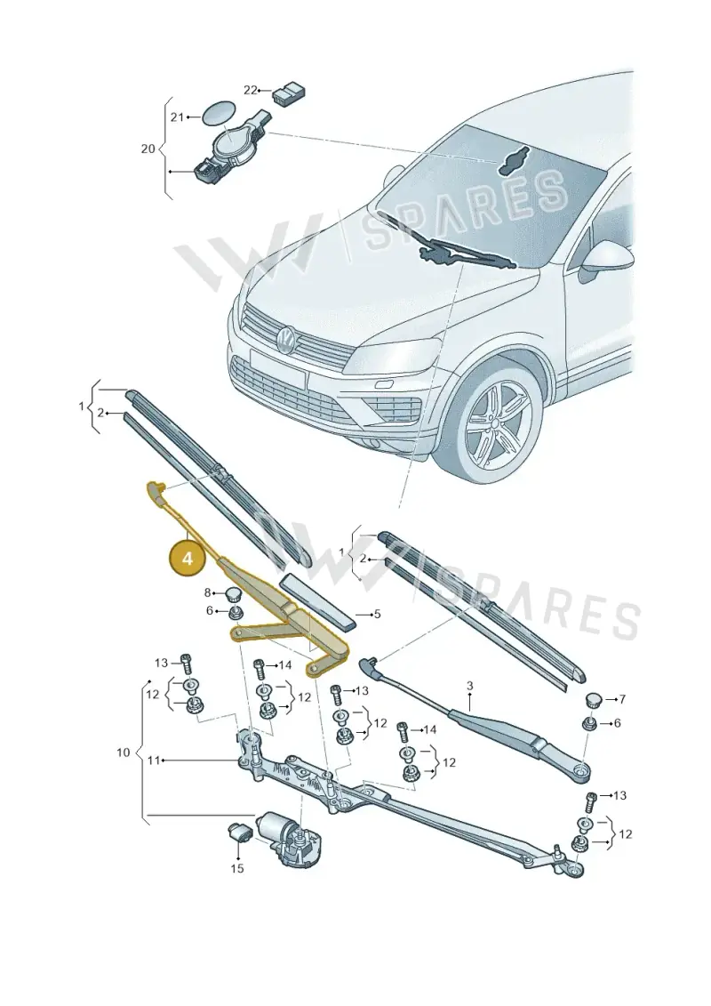 7P0955410B — Volkswagen Touareg BlueMotion (2014-2018) diagram 787955000, position 4