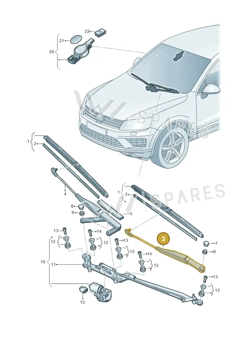 7P0955410C — Volkswagen Touareg BlueMotion (2014-2018) diagram 787955000, position 3