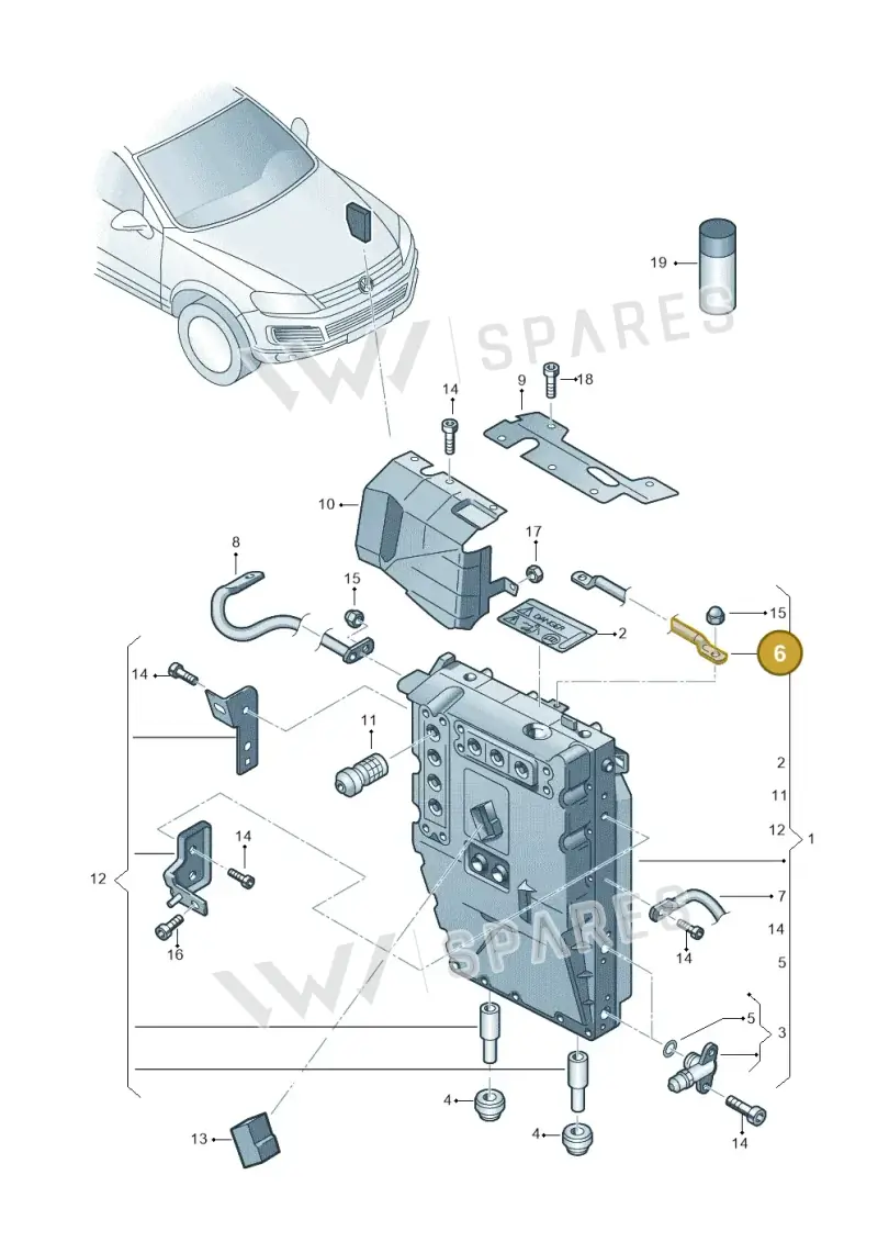 7P0971235 — Volkswagen Touareg (2012-2014) diagram 693901250, position 6