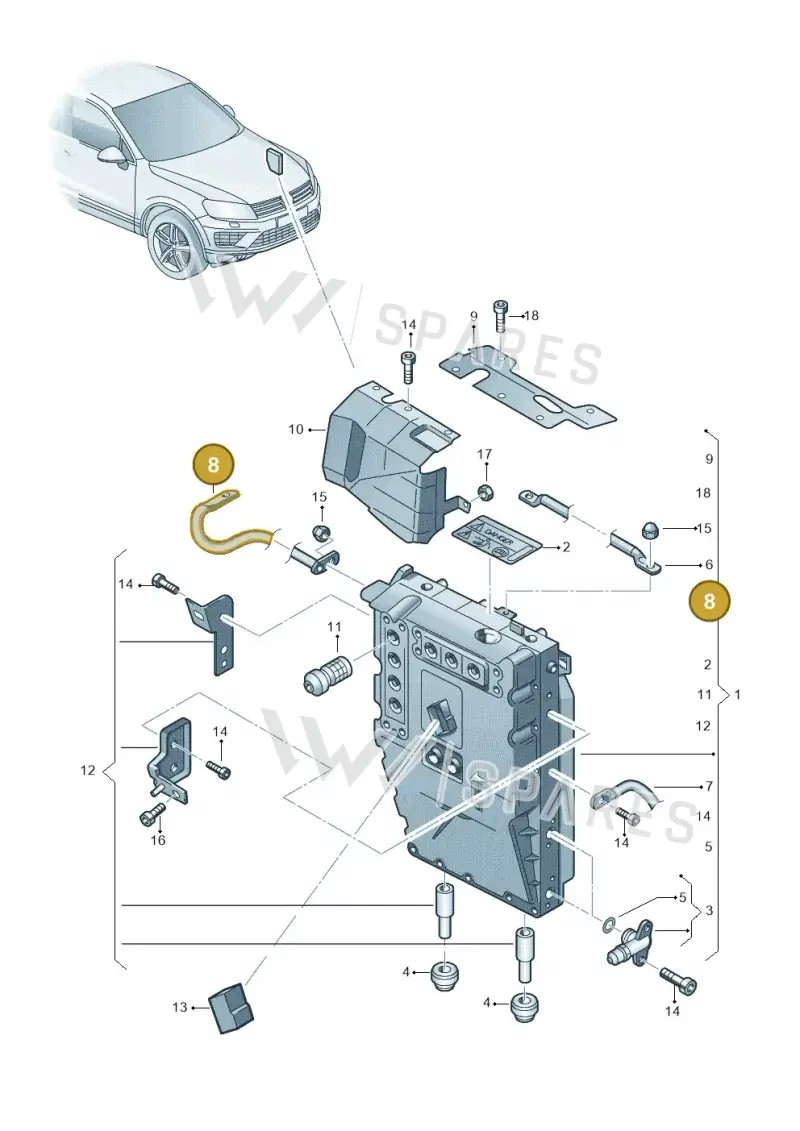 7P0971349A — Volkswagen Touareg BlueMotion (2014-2018) diagram 787901250, position 8