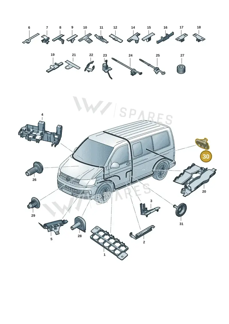 7P0971841K — Volkswagen Transporter Multivan (2019-2024) diagram 7em971081, position 30