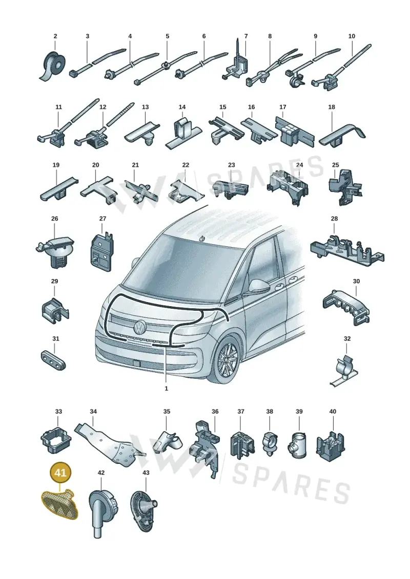 7P0971841K — Volkswagen Multivan (2021-2025) diagram 7t0971801, position 41